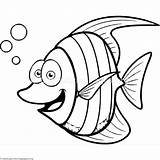 Fish Coloring Pages Cartoon Cute Tropical Printable Getcolorings Clipartmag sketch template