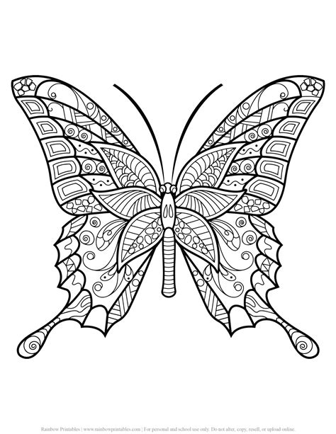butterfly mandala pattern coloring page rainbow printables