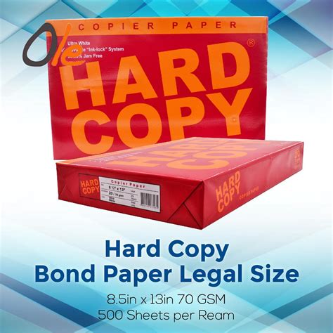 bond paper hard copy  ream  sheets long  legal bond paper gsm