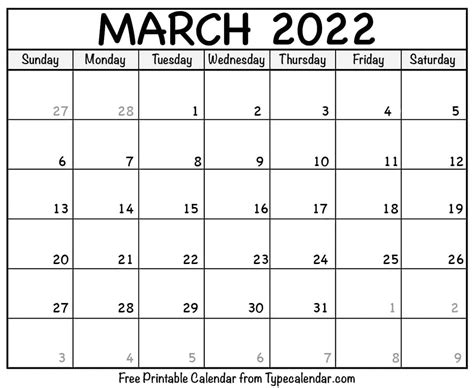 march  calendar march   printables