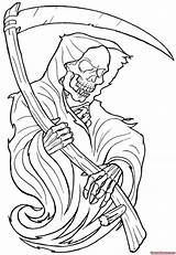 Reaper Grim Tattoo Outline Coloring Designs Pages Skull Tattoos Stencils Sensenmann Cool Visit Attractive sketch template