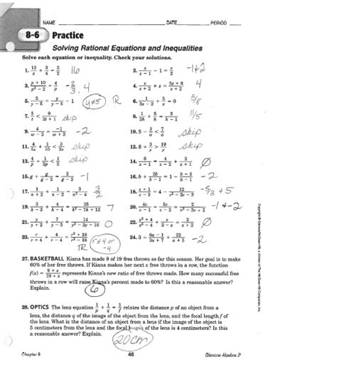 solving rational equations  inequalities answer key tessshebaylo