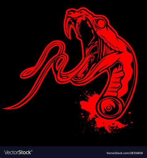 head snake red mascot logo design  black vector image