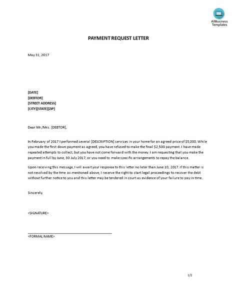 payment request letter   write  payment request letter