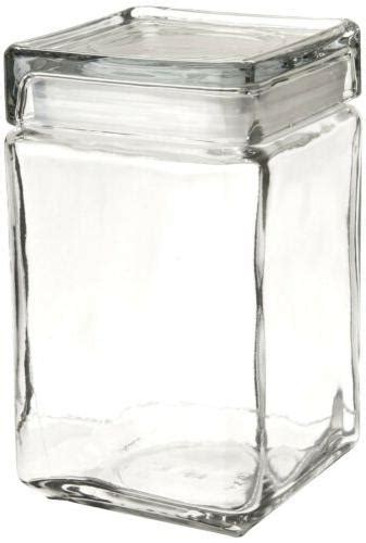 Oneida 85588r Stackable Square Glass Jar W Glass Lid
