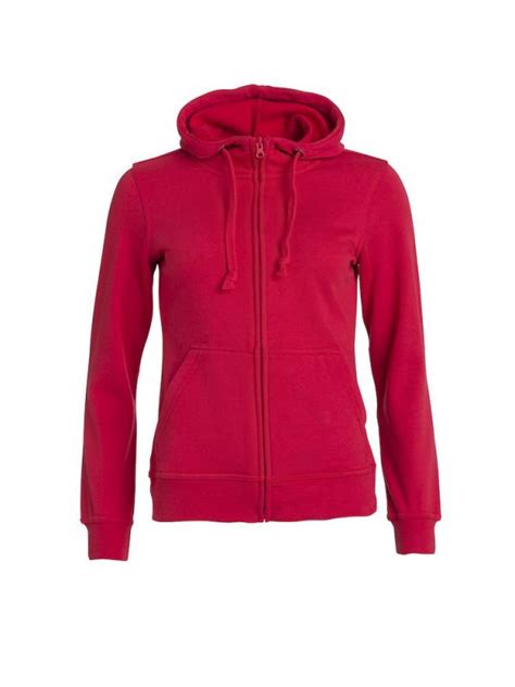 hoodie basic dames vest met rits  clique rood