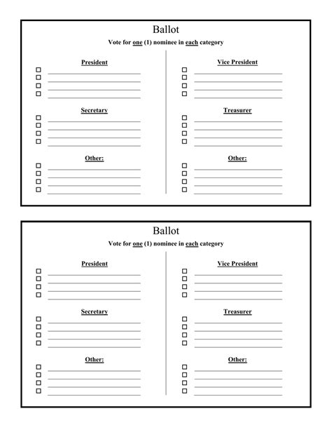 blank ballot template  printable  templateroller