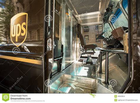 ups delivery truck cabin driver   delivery editorial stock image image