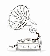 Gramophone Phonograph Grammophon Lokalisiertes Ikonendesign Zeichnet Altes Vektoren Yupiramos sketch template