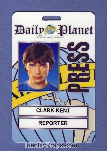 smallville superman daily planet press pass clack kent id card clark