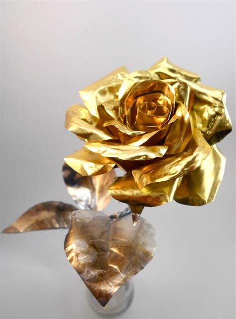 metal rose brass rose metal flowers recycled  robbidesigns