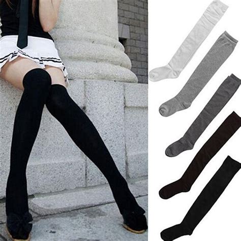 2016 new women girls fashion sexy thigh high stockings cotton over knee