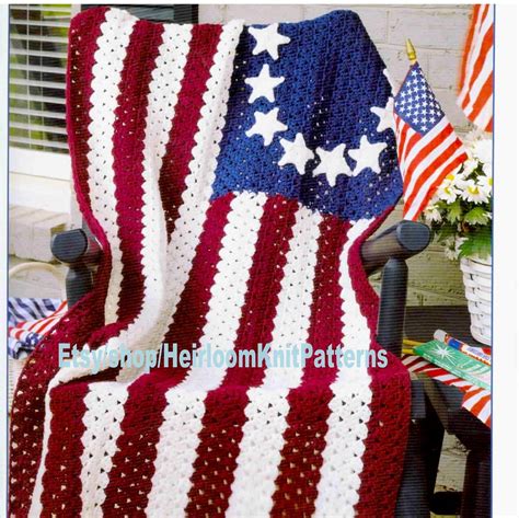 stars  stripes afghan vintage crochet pattern  patriotic etsy vintage crochet pattern