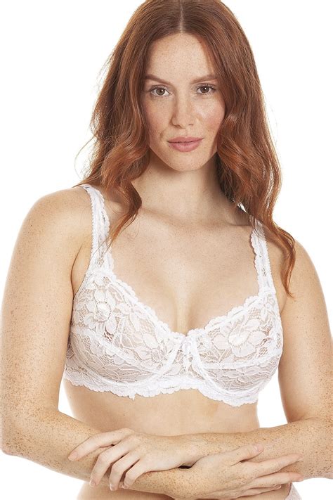 classic underwired white floral lace bra