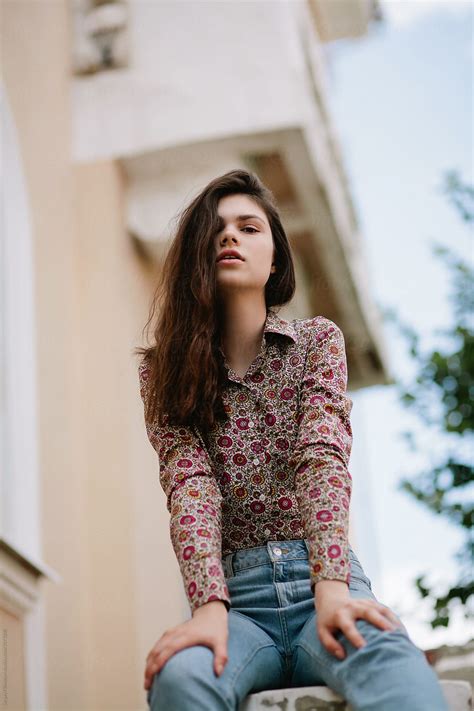 portrait   beautiful brunette teen girl  sergey filimonov