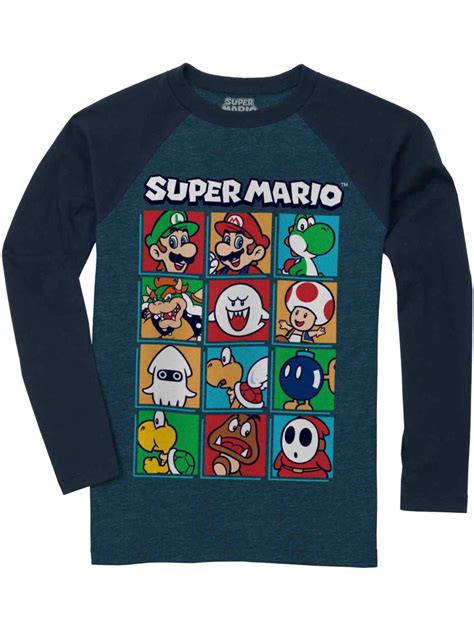 super mario bros boys blue mario bros character toad long sleeve