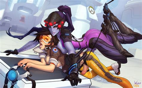 tracer and widowmaker overwatch drawn by incase and