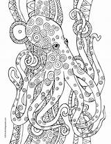Coloring Pages Octopus Underwater Meditative Sheets Adult Mandala Colouring Adults Print Book Books Sheet Meditating Pdf Mindful sketch template