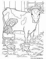 Coloring Cow Farm Pages Milking Boy Colouring Cows Dairy Printable Calf Ingalls Laura Barn Calves Wilder Animal Farmer House Colour sketch template