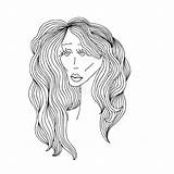 Stock Monochrome Outline Eye Female Illustration Woman Vector Grafic Sad Sketch Digital Hair Beautiful sketch template