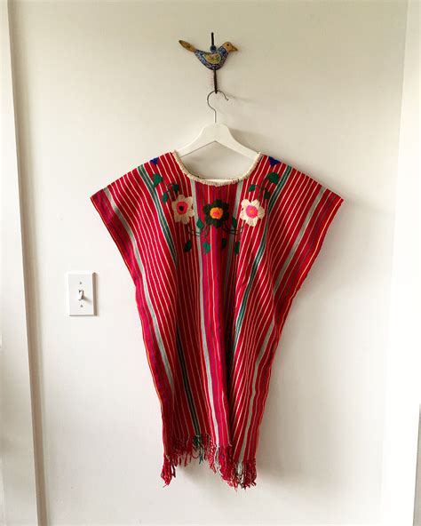 Vintage Huipil Top Huipil Tunic Embroidered Mexican Dress