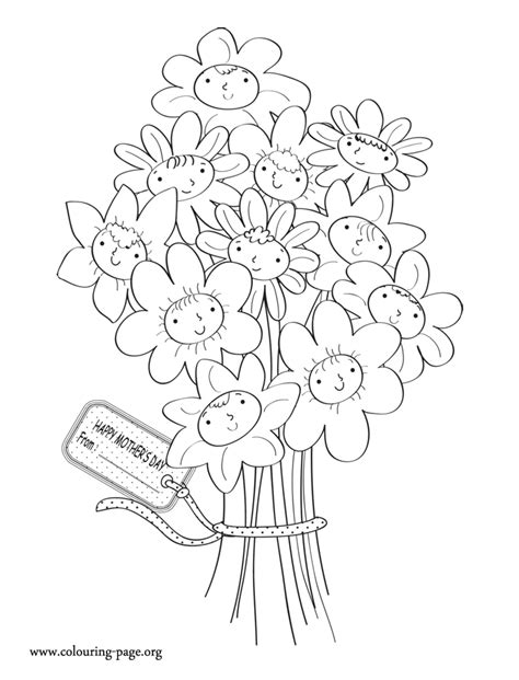 mothers day smiling flowers  mothers day coloring page