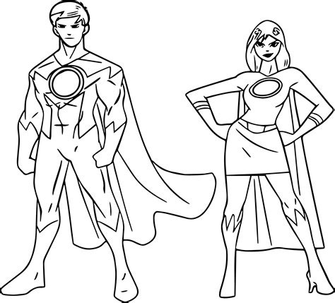 powered superheroes super hero girl boy coloring page wecoloringpagecom