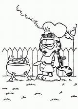 Garfield Coloring Pages Printable Kids Bbq Summer Para Colorear Time Barbecue Color sketch template