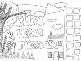 Migration Rural Urban Geography Colouring Sheet Revision sketch template