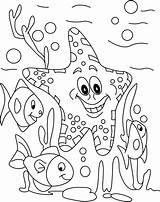 Coloring Sea Ocean Pages Under Printable Fish Starfish Kids Drawing Color Print Animal Sheets Animals Creatures Drawings Getdrawings Inspiring Getcolorings sketch template