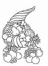 Thanksgiving Cornucopia Coloring Pages Fruits Color sketch template