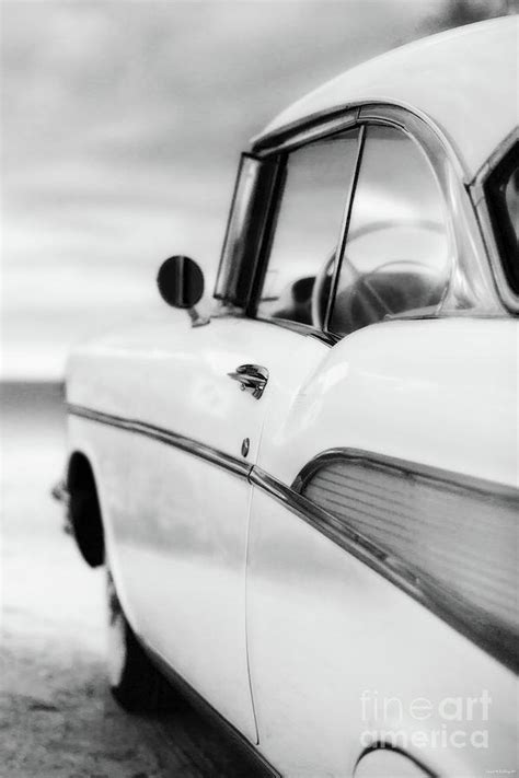 Classic 57 Chevy Bel Air At The Beach Black And White