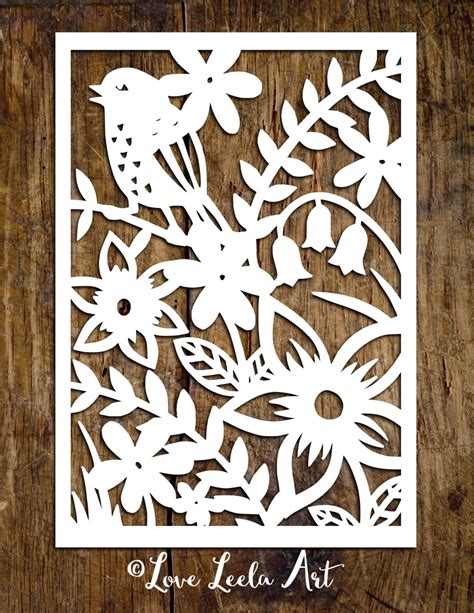 personal  papercutting template flower garden paper cut