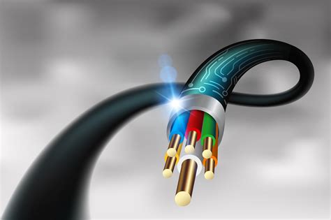 high speed fiber optic cable close   vector art  vecteezy
