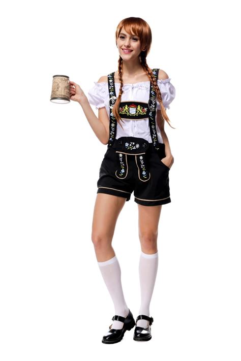 Adult Women Sexy Lederhosen Costume Oktoberfest Beer Girl Bar Maid