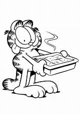 Garfield Coloring Printable Pages Food Lasagna Color Cute Cat Cartoon Print His sketch template