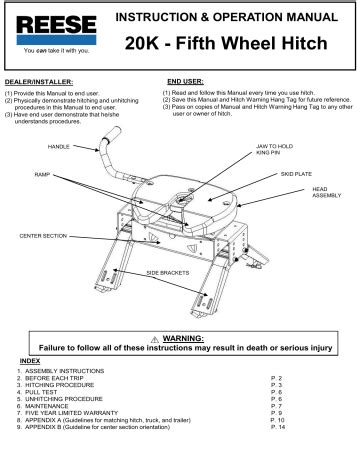 reese   wheel hitch installation instructions manualzz