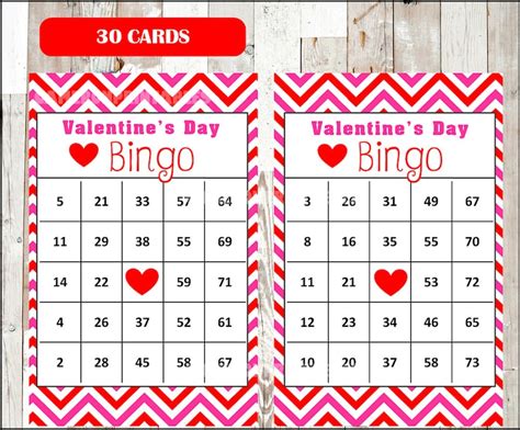 valentines bingo cards valentine party game printable etsy