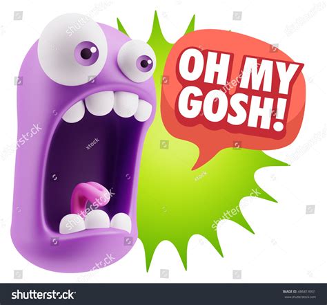 3d Rendering Surprise Character Face Emoticon Stock