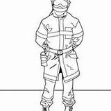 Fireman Coloring Uniform Pages Fire Job Firemen Fighting Tree sketch template
