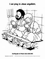 Paul Silas Coloring Visit Apostle Jail Sunday School Bible sketch template