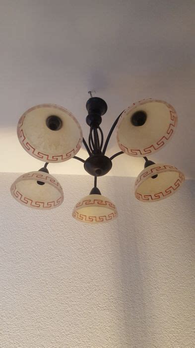 veilinghuis catawiki kavel   armige spider lamp met glazen grieks motief kappen