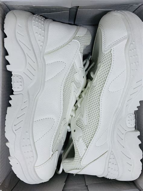 white chunky rubber shoes mens fashion footwear sneakers  carousell