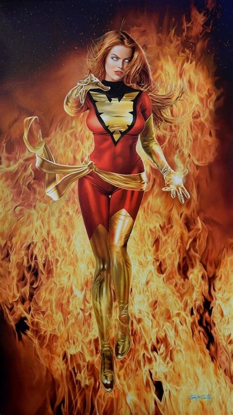 Dark Phoenix Painting By Gennadiy Koufay Comic Art Marvel Jean Grey