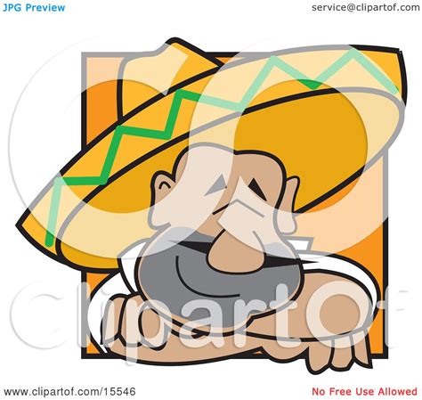 Friendly And Happy Mexican Man Wearing A Sombrero Resting