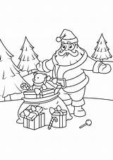 Bilde Julenissen Fargelegge Pakker Med Ned Stort Last Gratis sketch template