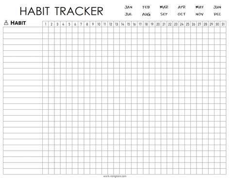 Printable Habit Tracker Template Blank 30 Days Challenge