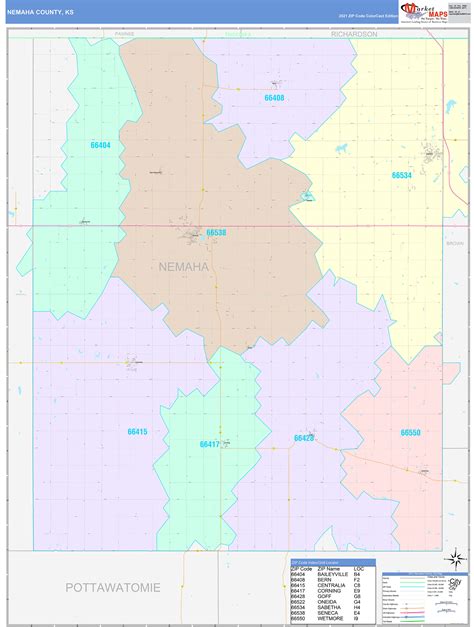 nemaha county ks wall map color cast style  marketmaps mapsalescom