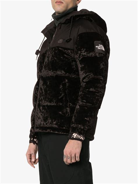 The North Face Nuptse Velvet Feather Down Hooded Jacket In