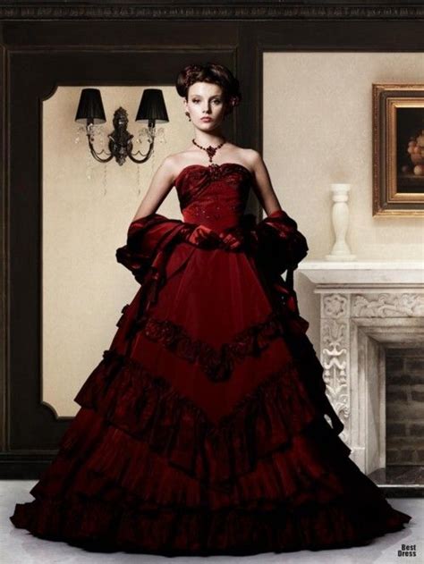 pin  lori shavers  scarlet red wedding gowns colored wedding dresses gothic victorian